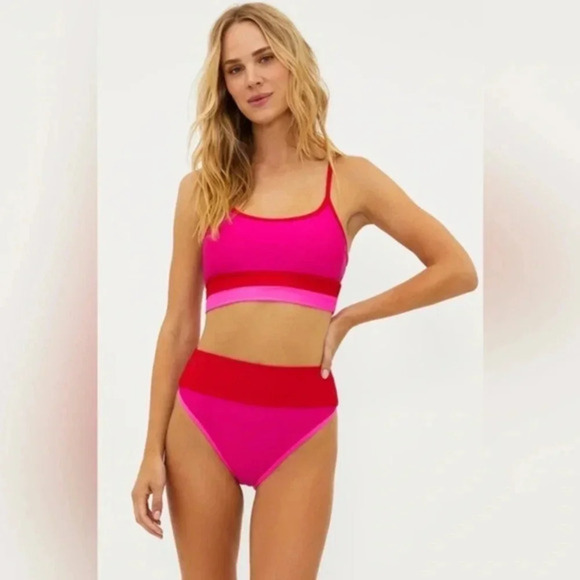 Beach Riot Emmy Bottom Fuchsia Red Neon Pink B1175 - Picture 1 of 5
